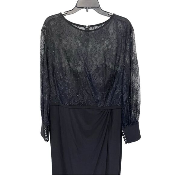 NWOT Mac Duggal | 67143F Black Lace Bodice Long Sleeve Plus Size Gown 14W - Picture 8 of 13
